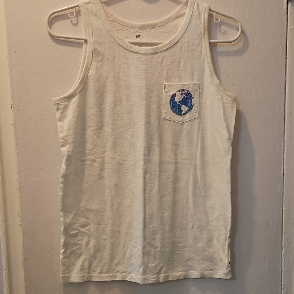 GAP White and Blue Tank Tops Casual Essentials